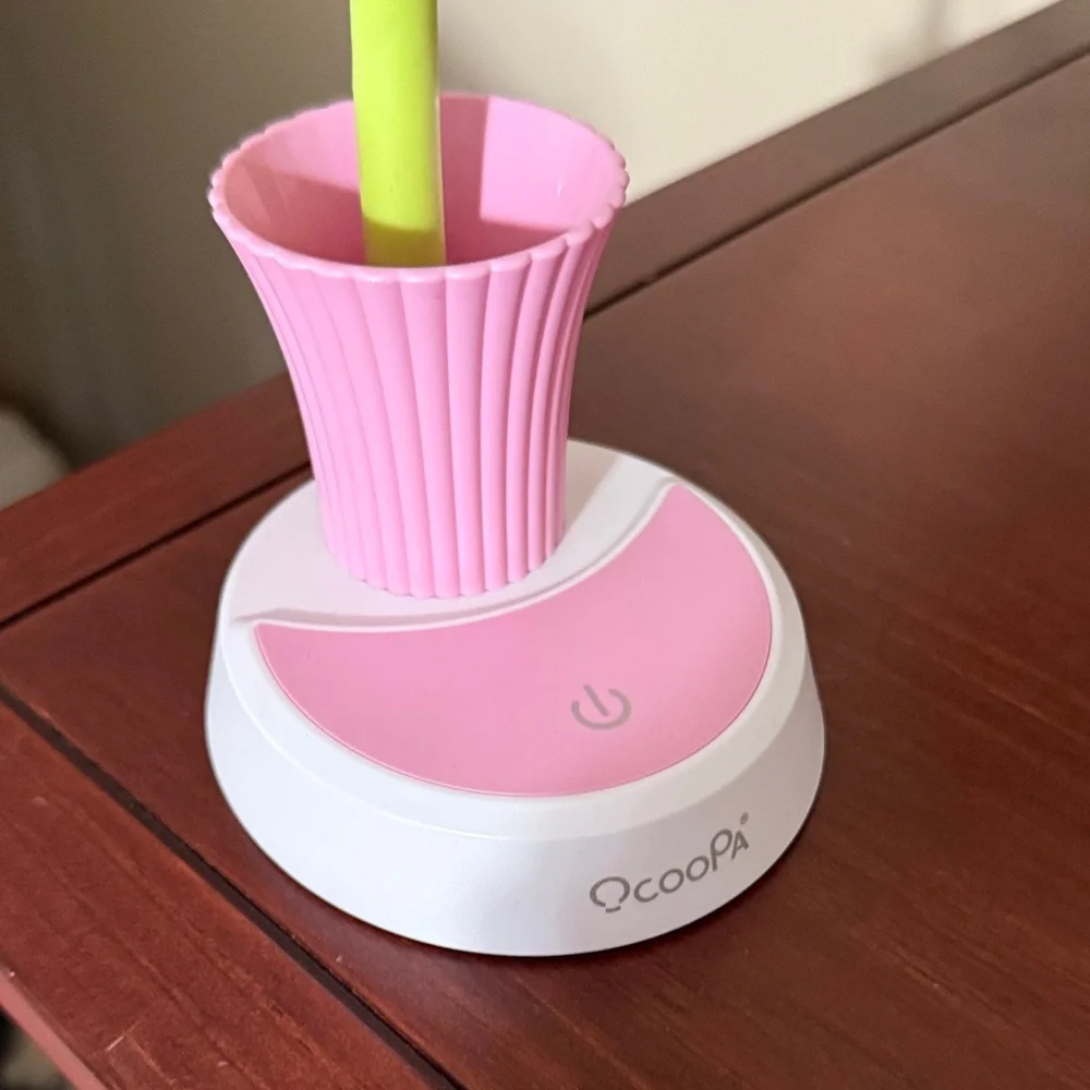 Pink and Green Flower Battery Desk Lamp